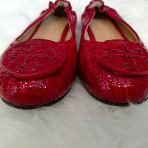 Tory Burch Red Patent Leather Croc Revas